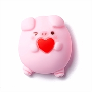  Cabochon. Lille sød gris med hjerte. Lyserød. 19 mm.